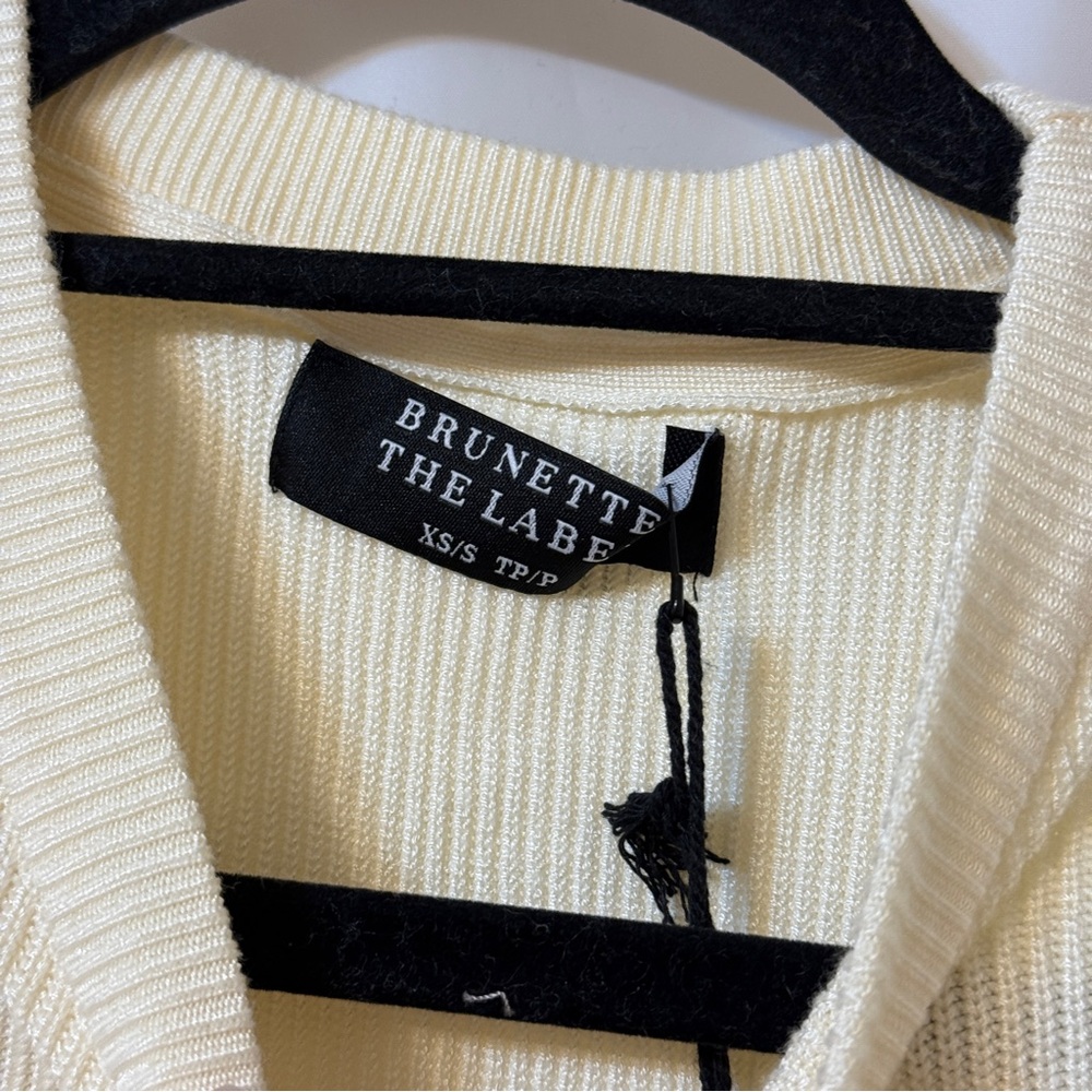 Brunette The Label Ribbed Knit Crew Sweater Cream XS/S NWT - Picture 8 of 12
